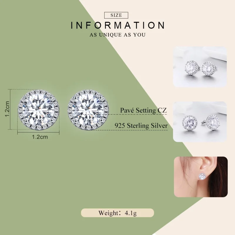 (image for) Pandora Style Silver Noble Light Stud Earrings - SCE358 - View 2