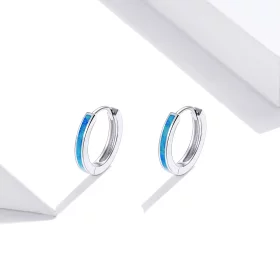 Pandora Style Silver Opal Hoop Earrings - SCE992 Pandora Style Silver Opal Hoop Earrings - SCE992