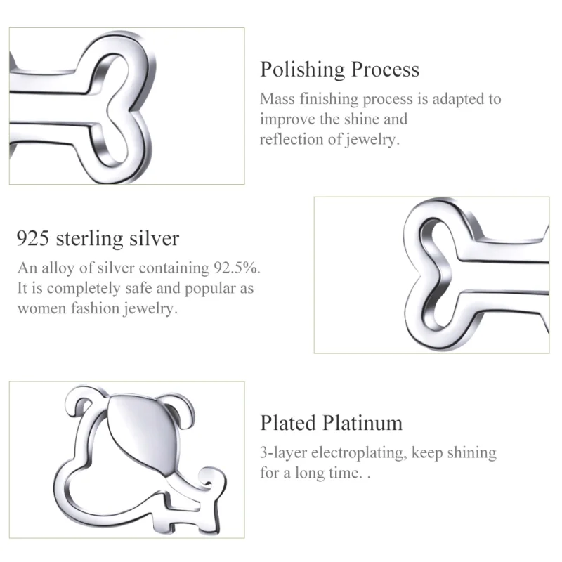 (image for) Pandora Style Silver Openwork Paw Stud Earrings - SCE649 - View 3