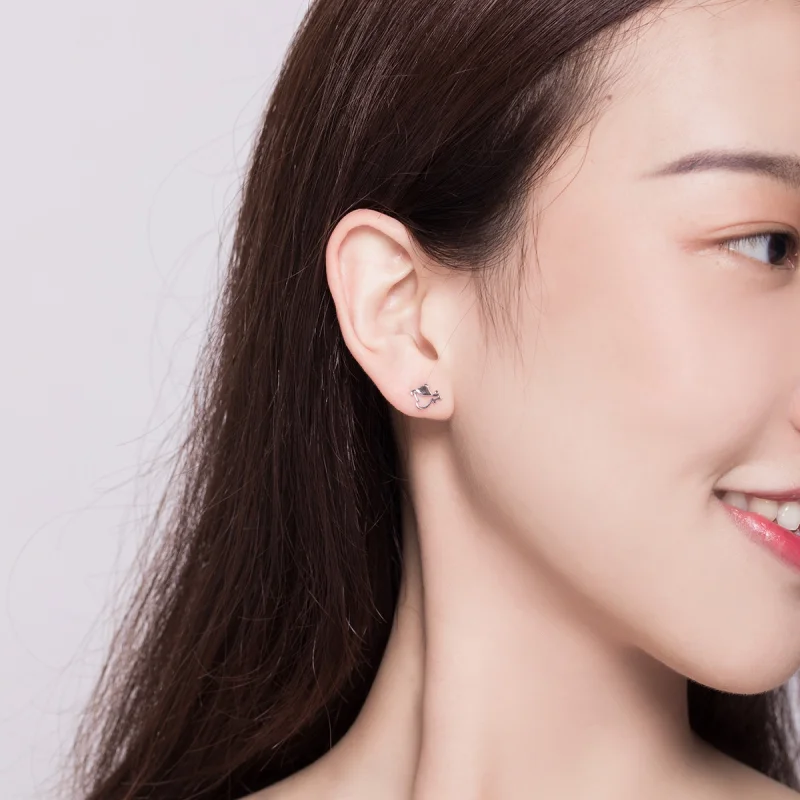 (image for) Pandora Style Silver Openwork Paw Stud Earrings - SCE649 - View 6