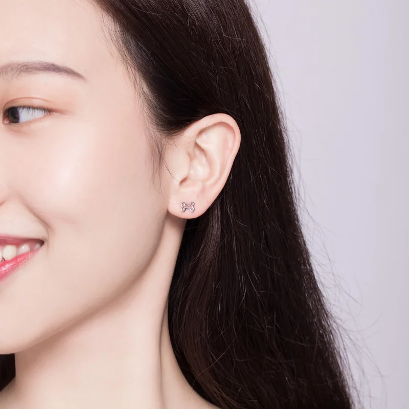 (image for) Pandora Style Silver Openwork Paw Stud Earrings - SCE649 - View 7