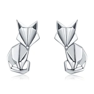 (image for) Pandora Style Silver Origami Fox Stud Earrings - SCE526