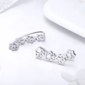 Pandora Style Silver Paw Trail Stud Earrings - SCE430