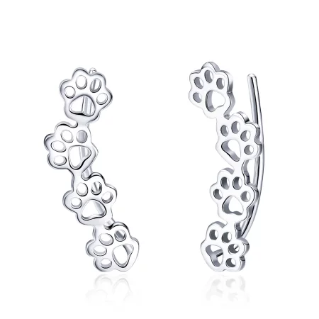 Pandora Style Silver Paw Trail Stud Earrings - SCE430 Pandora Style Silver Paw Trail Stud Earrings - SCE430