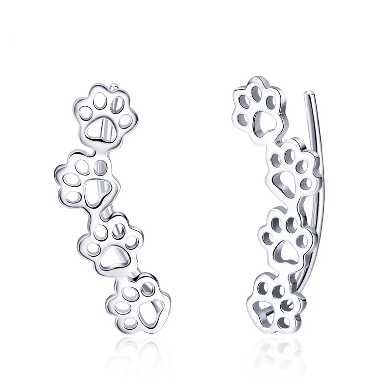(image for) Pandora Style Silver Paw Trail Stud Earrings - SCE430 - Product Image