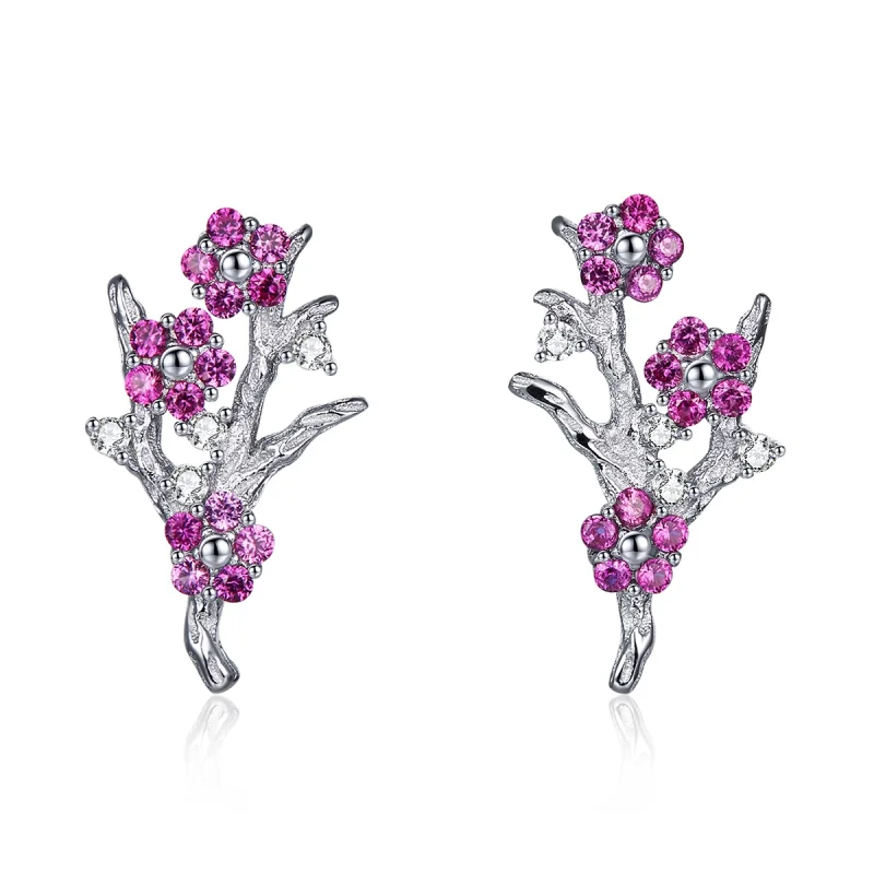 (image for) Pandora Style Silver Peach Blossom Stud Earrings - BSE040 - Product Image
