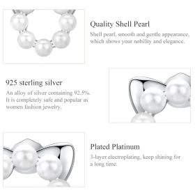 Pandora Style Silver Pearl Cat Stud Earrings - SCE688 Pandora Style Silver Pearl Cat Stud Earrings - SCE688