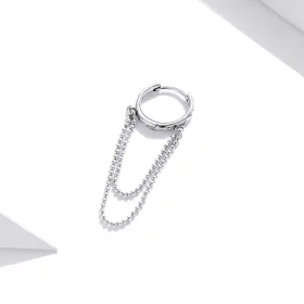 Pandora Style Silver Pearl Chain Dangle Earrings - SCE1121 Pandora Style Silver Pearl Chain Dangle Earrings - SCE1121