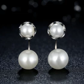 Pandora Style Silver Pearl Stud Earrings - SCE002 Pandora Style Silver Pearl Stud Earrings - SCE002