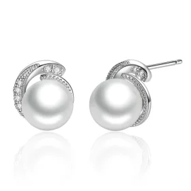 Pandora Style Silver Pearl Stud Earrings - SCE021 Pandora Style Silver Pearl Stud Earrings - SCE021