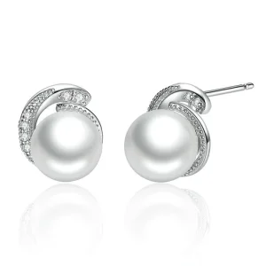 (image for) Pandora Style Silver Pearl Stud Earrings - SCE021