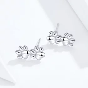 Pandora Style Silver Pet Footprints Stud Earrings - SCE718 Pandora Style Silver Pet Footprints Stud Earrings - SCE718