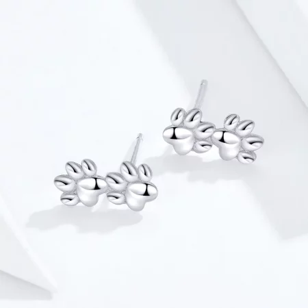 Pandora Style Silver Pet Footprints Stud Earrings - SCE718