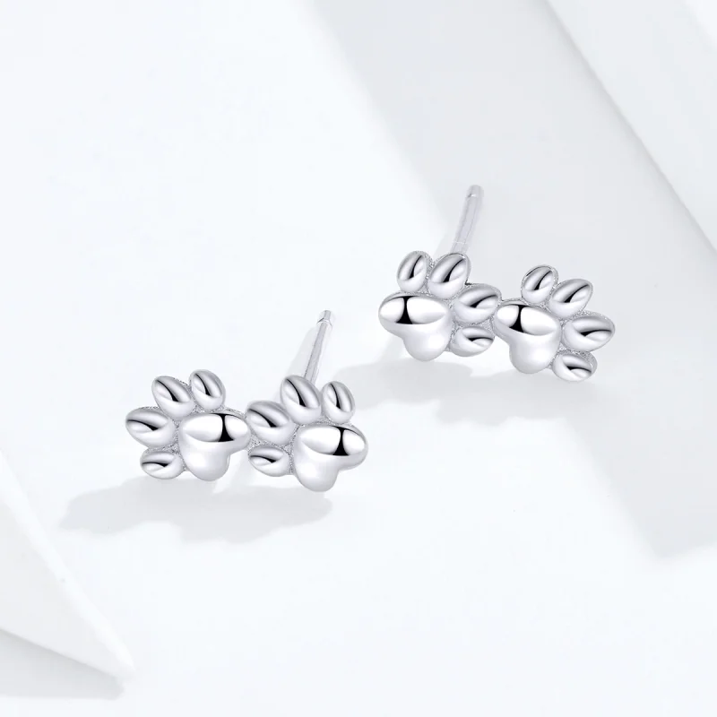 (image for) Pandora Style Silver Pet Footprints Stud Earrings - SCE718 - View 2