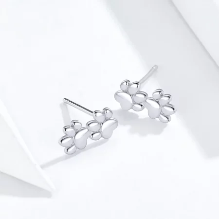 Pandora Style Silver Pet Footprints Stud Earrings - SCE718
