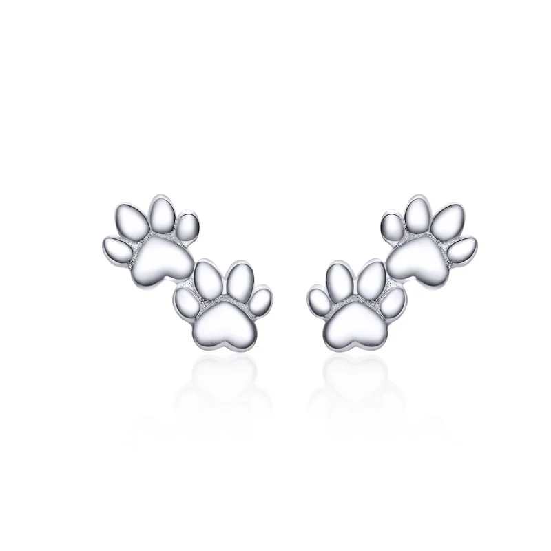 (image for) Pandora Style Silver Pet Footprints Stud Earrings - SCE718 - Product Image
