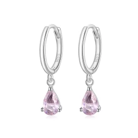Pandora Style Silver Pink Drop Dangle Earrings - SCE1018-PK Pandora Style Silver Pink Drop Dangle Earrings - SCE1018-PK