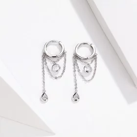 Pandora Style Silver Puberty Hanging Earrings - SCE638 Pandora Style Silver Puberty Hanging Earrings - SCE638