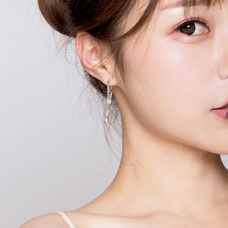 (image for) Pandora Style Silver Puberty Hanging Earrings - SCE638 - View 5