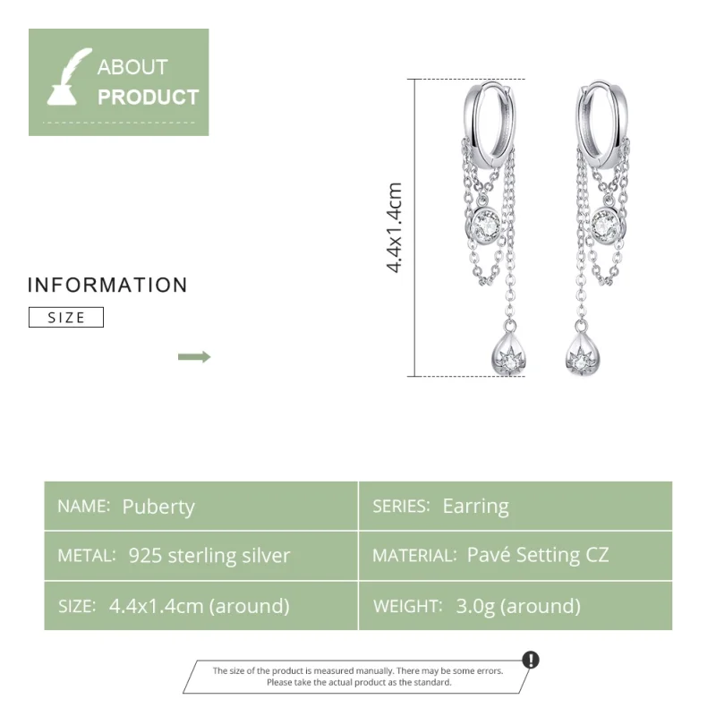 (image for) Pandora Style Silver Puberty Hanging Earrings - SCE638 - View 7