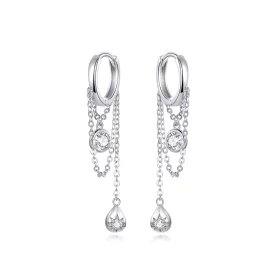 Pandora Style Silver Puberty Hanging Earrings - SCE638 Pandora Style Silver Puberty Hanging Earrings - SCE638