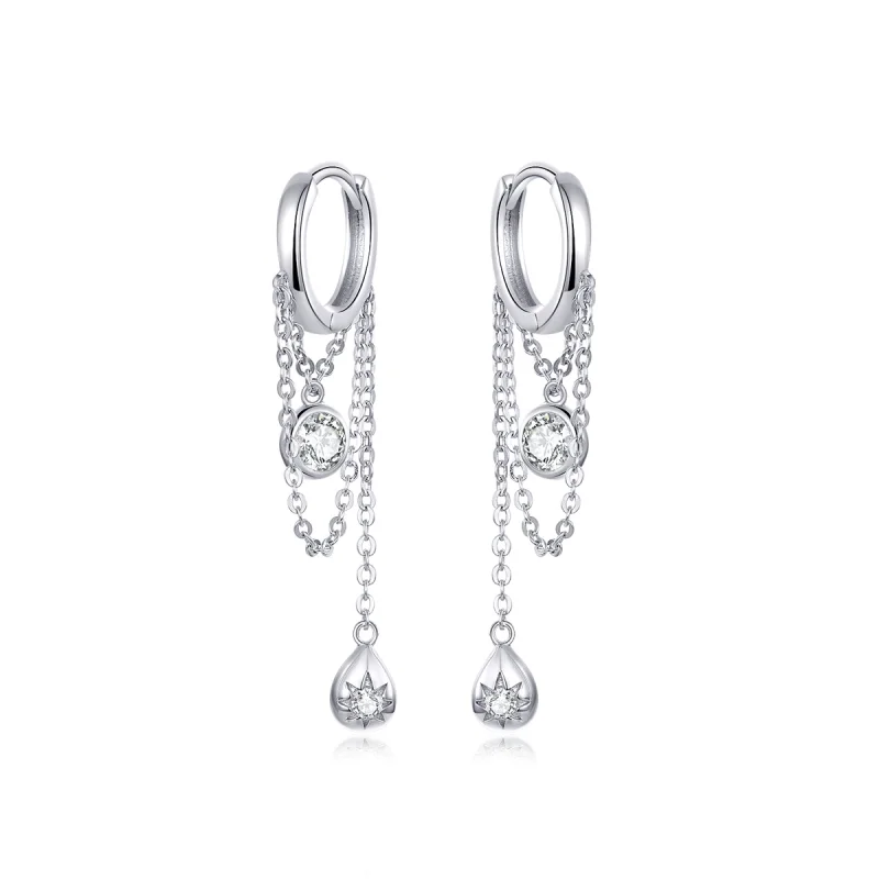 (image for) Pandora Style Silver Puberty Hanging Earrings - SCE638 - Product Image