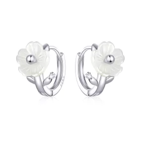 Pandora Style Silver Pure Flowers Hoop Earrings - BSE321 Pandora Style Silver Pure Flowers Hoop Earrings - BSE321
