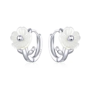 (image for) Pandora Style Silver Pure Flowers Hoop Earrings - BSE321
