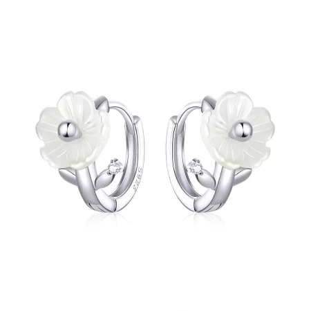 Pandora Style Silver Pure Flowers Hoop Earrings - BSE321 Pandora Style Silver Pure Flowers Hoop Earrings - BSE321