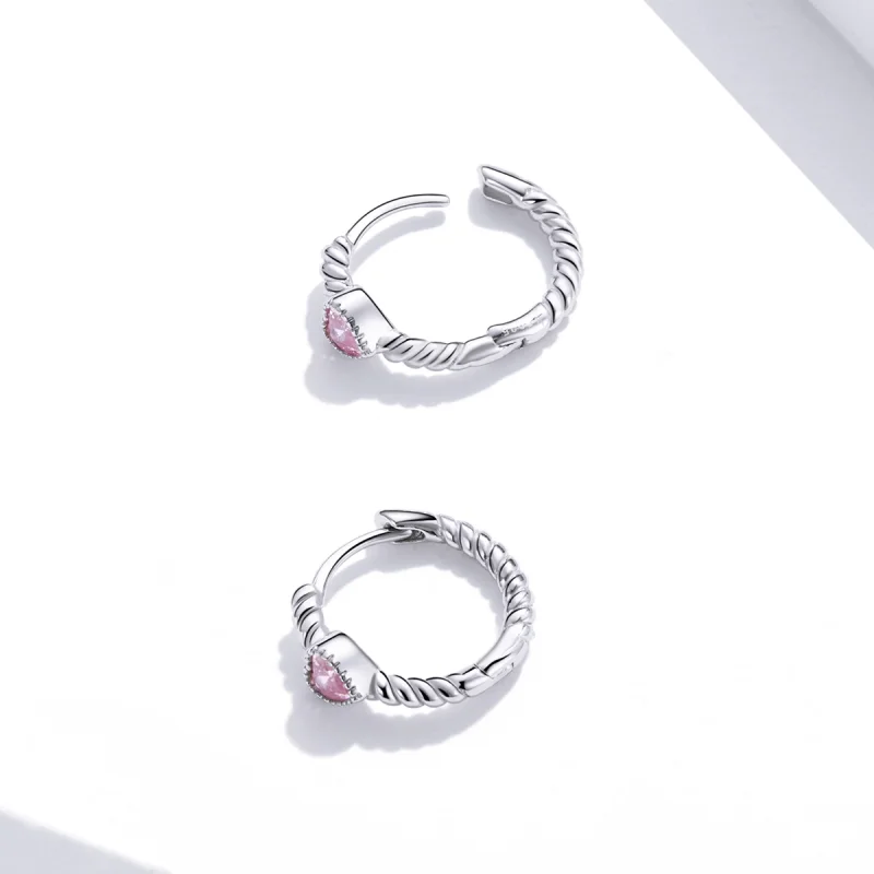 (image for) Pandora Style Silver Pure Love Hoop Earrings - SCE1081 - View 2