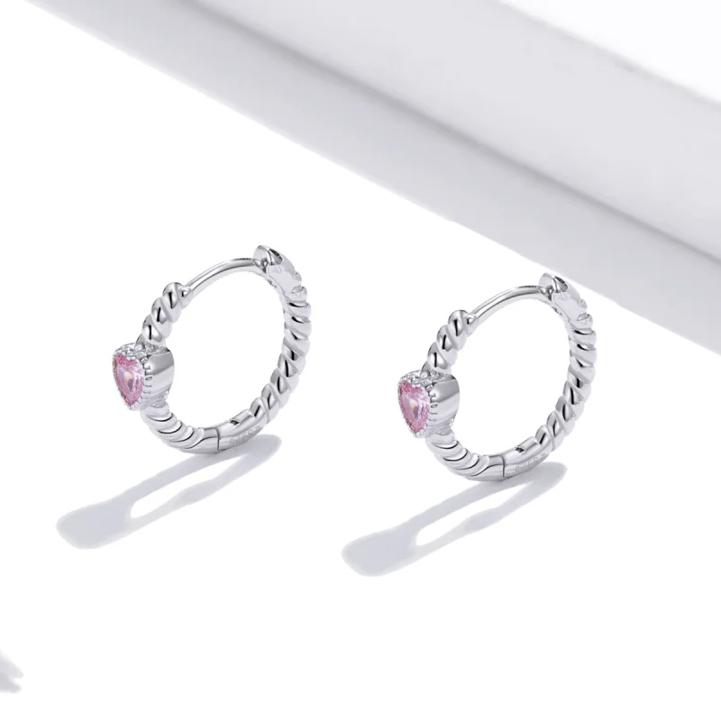 (image for) Pandora Style Silver Pure Love Hoop Earrings - SCE1081 - View 3