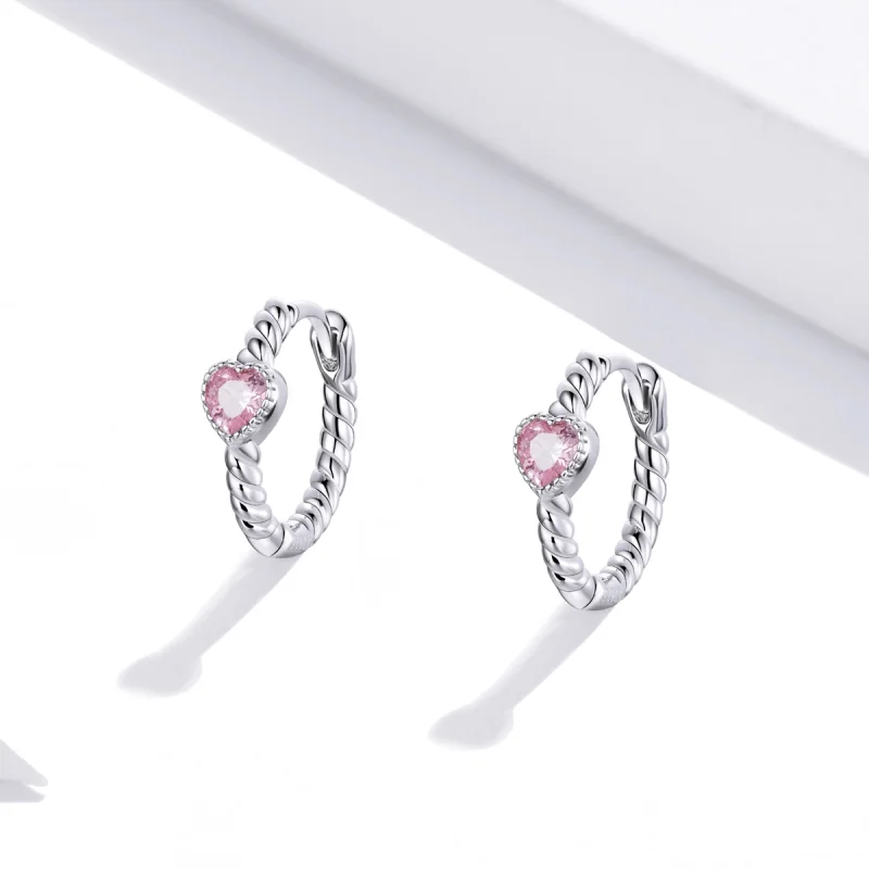 (image for) Pandora Style Silver Pure Love Hoop Earrings - SCE1081 - View 4