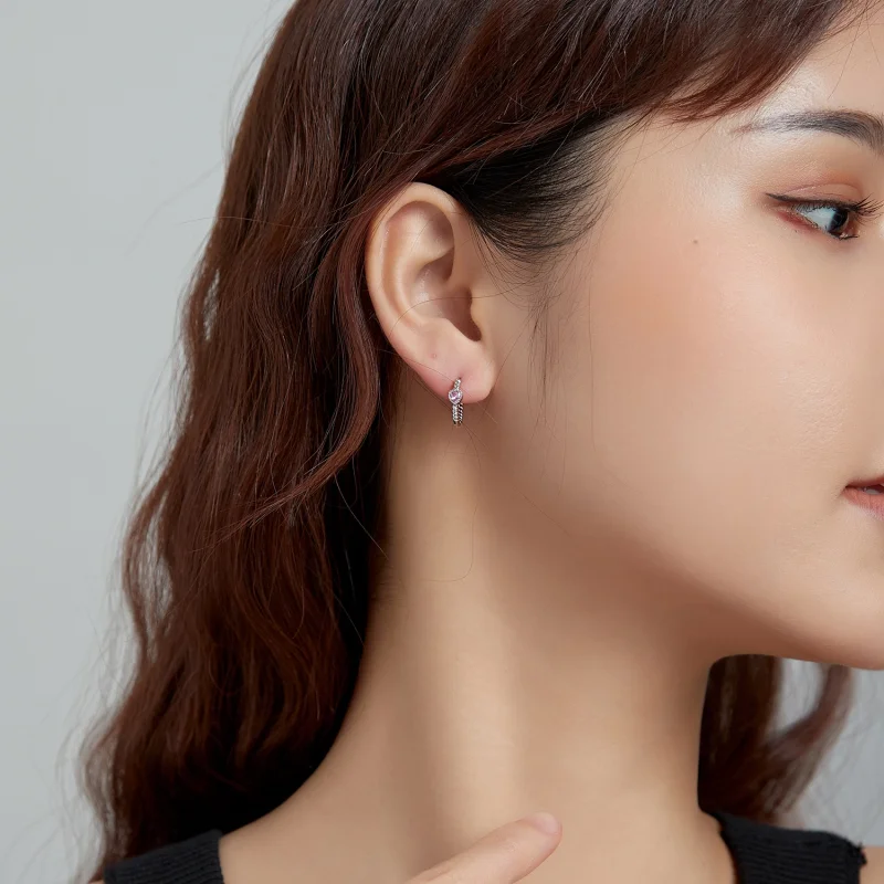 (image for) Pandora Style Silver Pure Love Hoop Earrings - SCE1081 - View 7