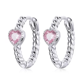 Pandora Style Silver Pure Love Hoop Earrings - SCE1081