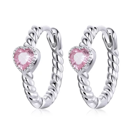Pandora Style Silver Pure Love Hoop Earrings - SCE1081