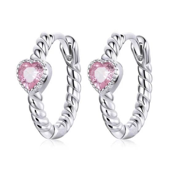 Pandora Style Silver Pure Love Hoop Earrings - SCE1081