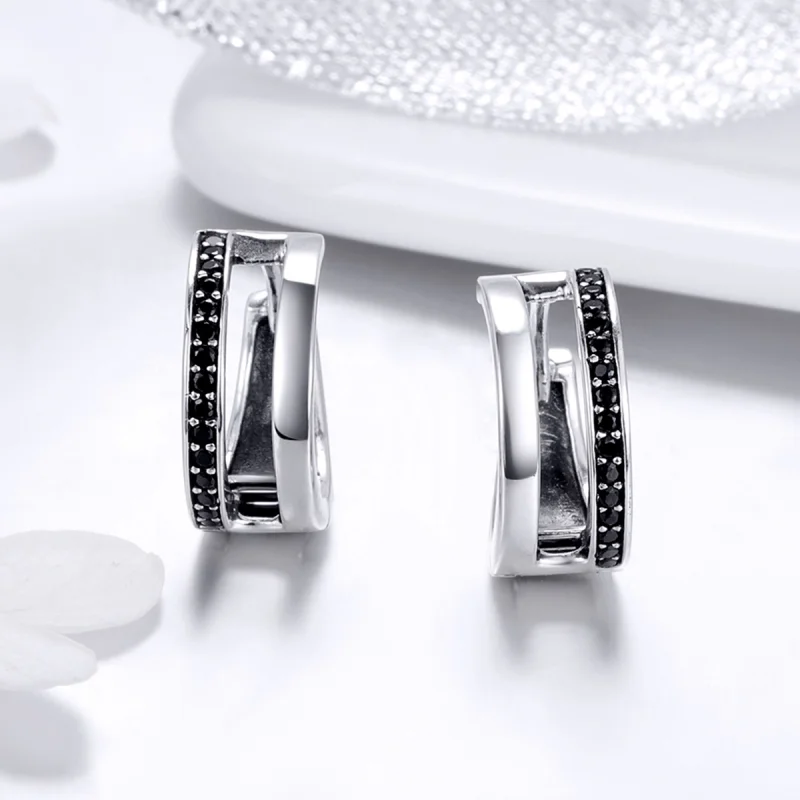 (image for) Pandora Style Silver Pure Love Hoop Earrings - SCE444 - View 4