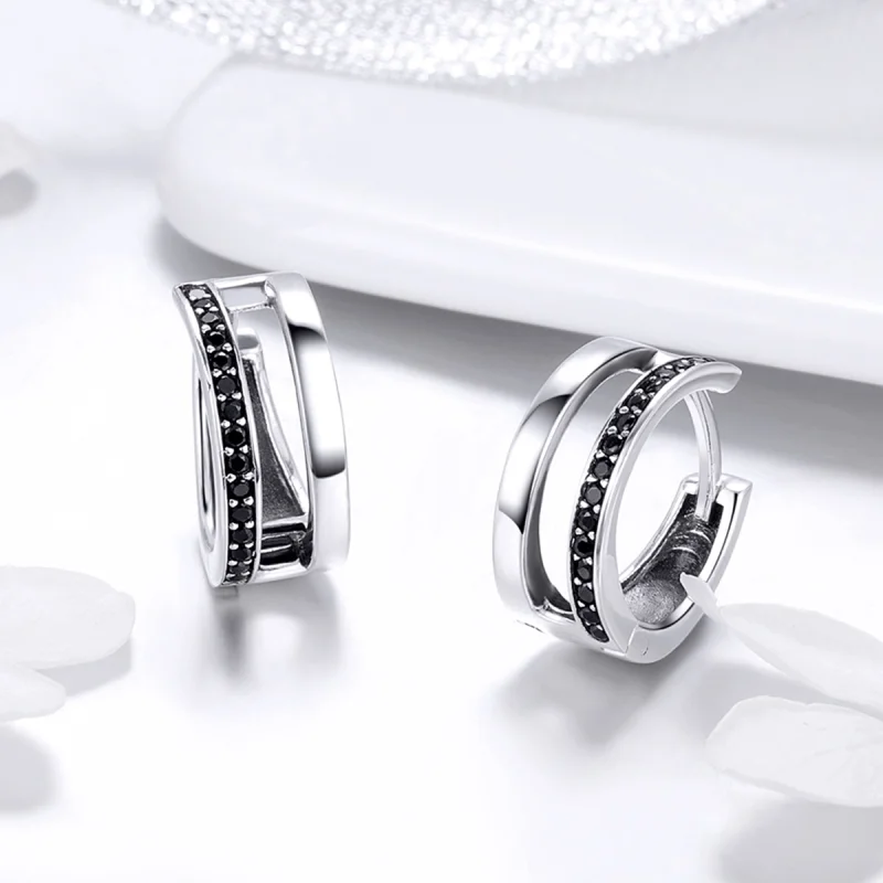 (image for) Pandora Style Silver Pure Love Hoop Earrings - SCE444 - View 5