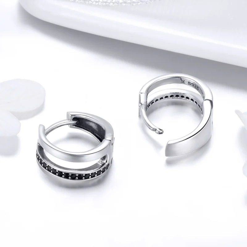 (image for) Pandora Style Silver Pure Love Hoop Earrings - SCE444 - View 6