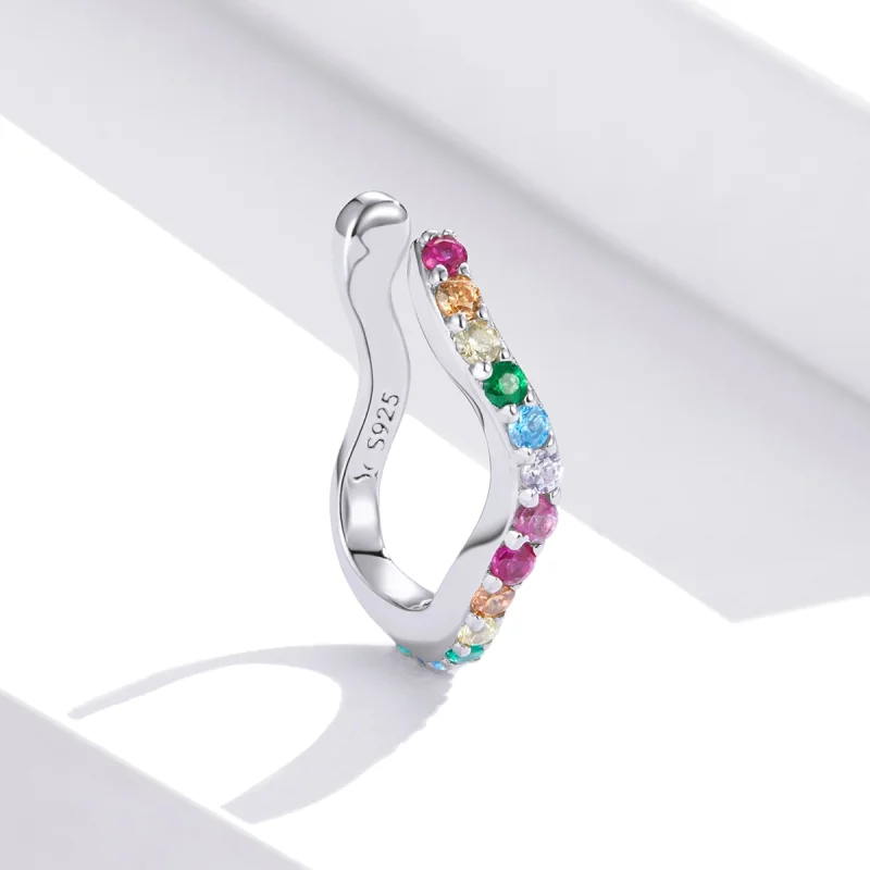 (image for) Pandora Style Silver Rainbow Ear clip - SCE894 - View 2