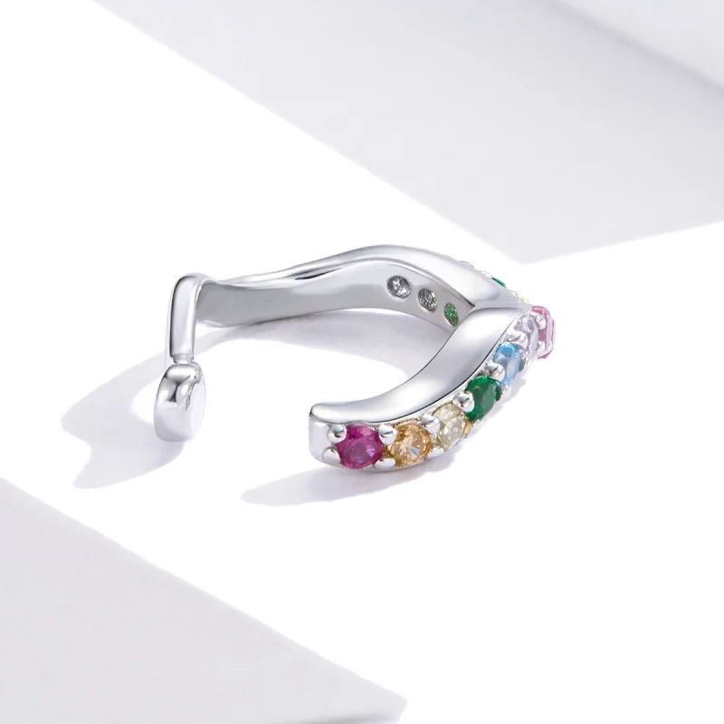 (image for) Pandora Style Silver Rainbow Ear clip - SCE894 - View 4
