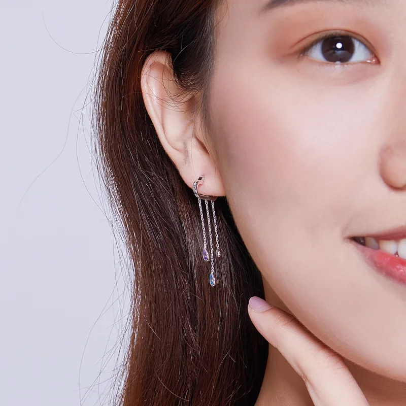 (image for) Pandora Style Silver Rainy Clouds Dangle Earrings - BSE220 - View 7