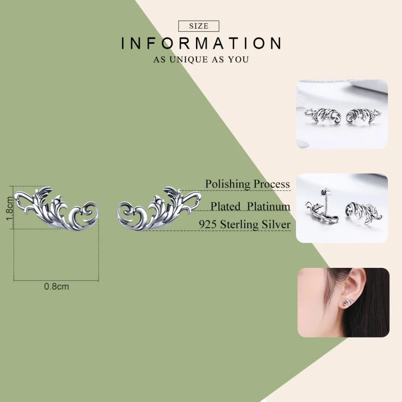 (image for) Pandora Style Silver Retro European Flower Stud Earrings - SCE580 - View 2
