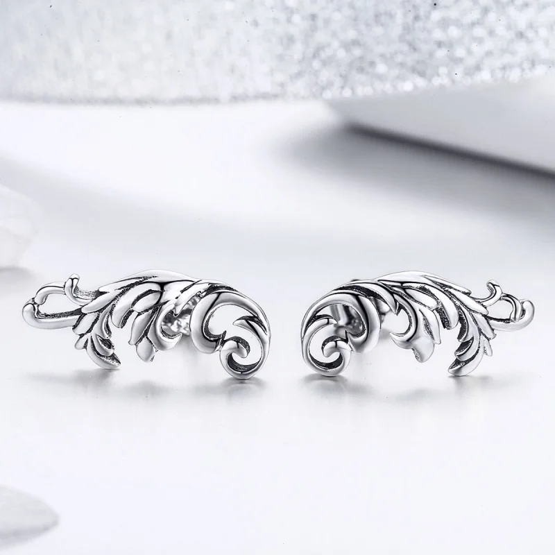 (image for) Pandora Style Silver Retro European Flower Stud Earrings - SCE580 - View 4