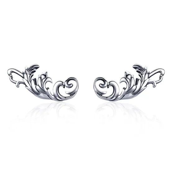 Pandora Style Silver Retro European Flower Stud Earrings - SCE580
