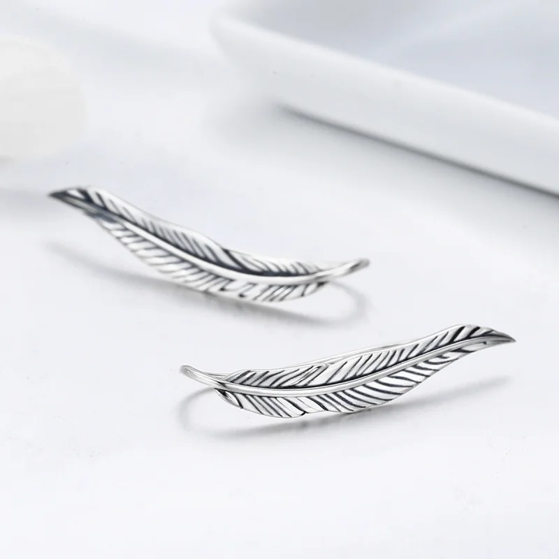 (image for) Pandora Style Silver Retro Wings Stud Earrings - SCE258 - View 5