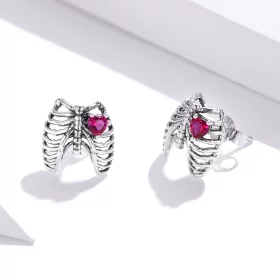 Pandora Style Silver Ribs Stud Earrings - SCE970 Pandora Style Silver Ribs Stud Earrings - SCE970