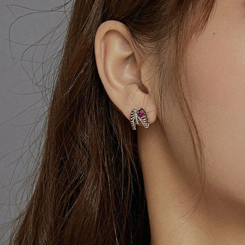 (image for) Pandora Style Silver Ribs Stud Earrings - SCE970 - View 7