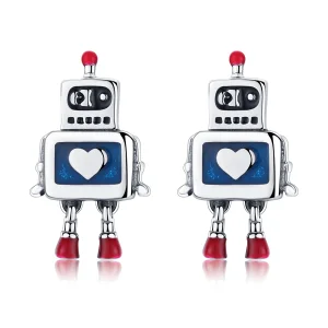 (image for) Pandora Style Silver Robot Stud Earrings - SCE477