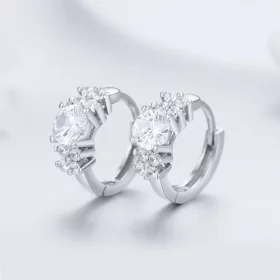 Pandora Style Silver Romantic Shine Hoop Earrings - SCE485 Pandora Style Silver Romantic Shine Hoop Earrings - SCE485
